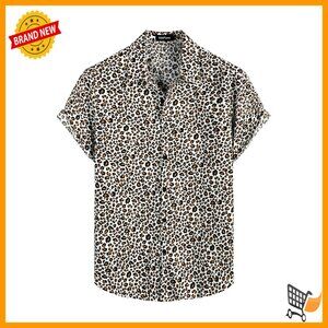 Floral Hawaiian Shirt Cotton Button Down Short Sleeve Summer Beach Casual